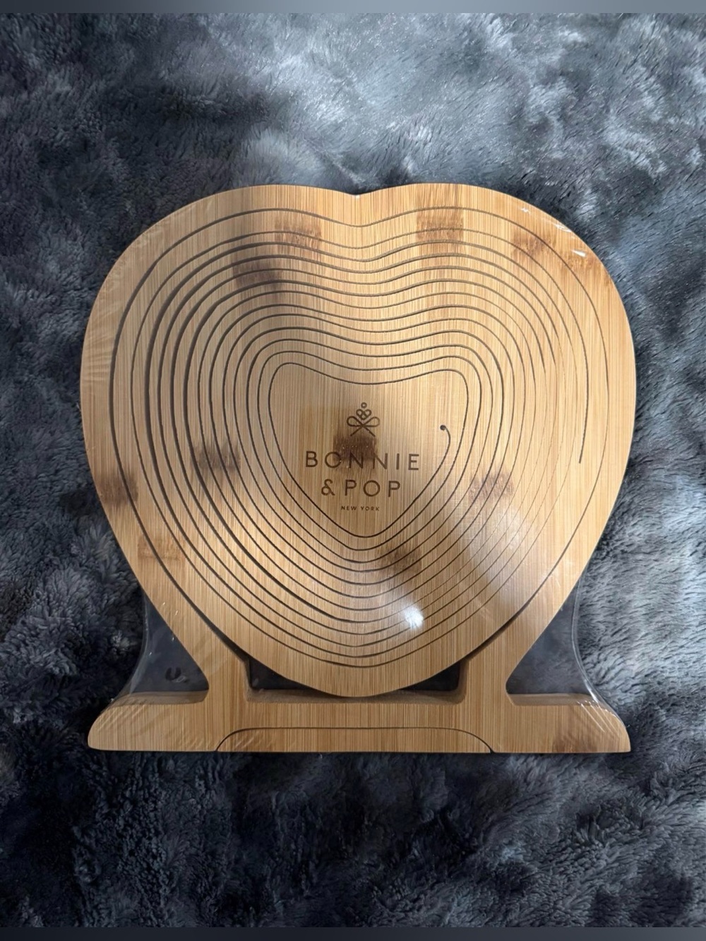 Heart-Shaped Bamboo Serving/Display Board in Natural Brown